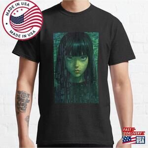 Green Matrix Cybercore Girl Classic T-Shirt Unisex
